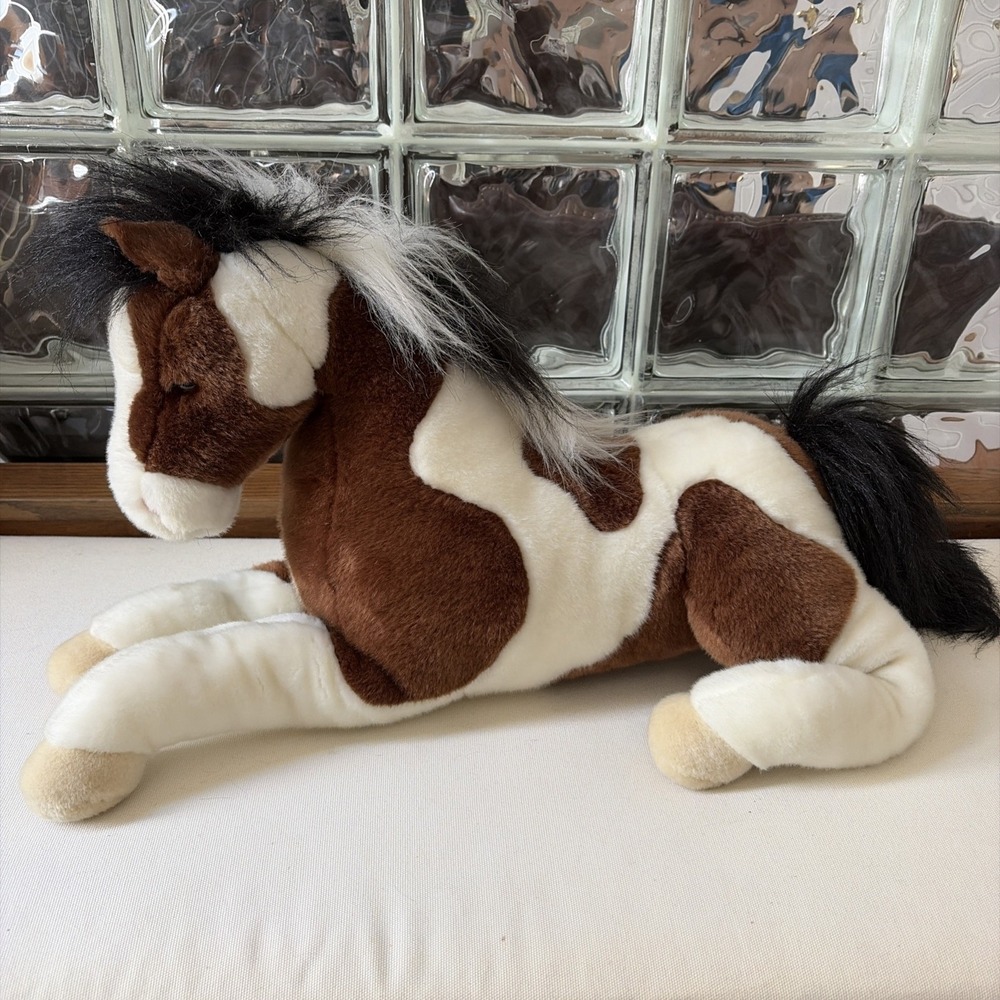 Douglas Cuddle Toy Natches Paint Horse 27" Brown White Black Stuffed Plush #342